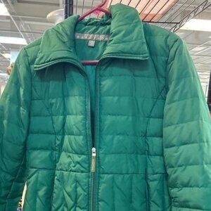 Kenneth Cole Reaction Green Quilted Puffer Jacket Coat M Full Zip